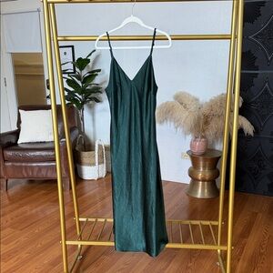 Dress Forum Emerald Green Satin Slip Midi Dress